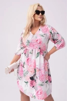 Sukienka plus size w kwiaty ecru