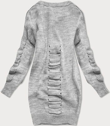 LONG GATHERED JUMPER LIGHT GREY (181ART)
