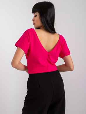 Gładki t-shirt z krótkim rękawem fuksja