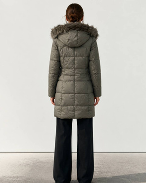 QUILTED HOODED JACKET KHAKI (AURA)