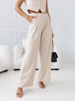 Beżowy komplet garniturowy kamizelka i spodnie