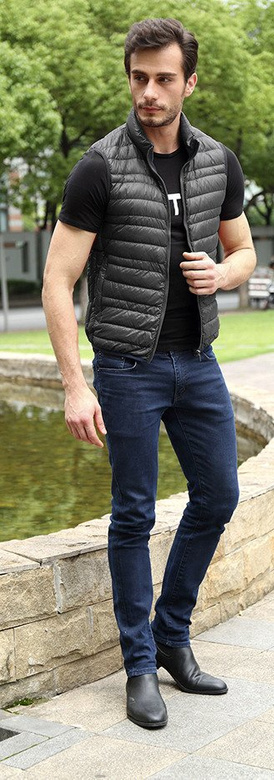 NATURAL DOWN WAISTCOAT GREY (5008)