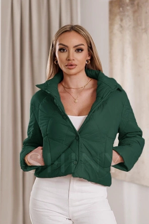 Krótka kurtka pikowana zielona