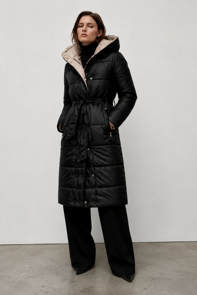 LONG JACKET WITH HOOD BLACK (PM7231)