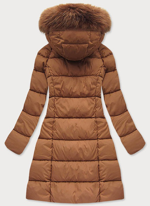 LANGE WINTER JACKE MIT KAPUZE FUCHSROT (7751)