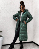 Przejściowa kurtka damska do kolan zielona
