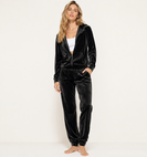 Dres damski rozpinany z kapturem czarny – bluza na suwak + luźne spodnie casual