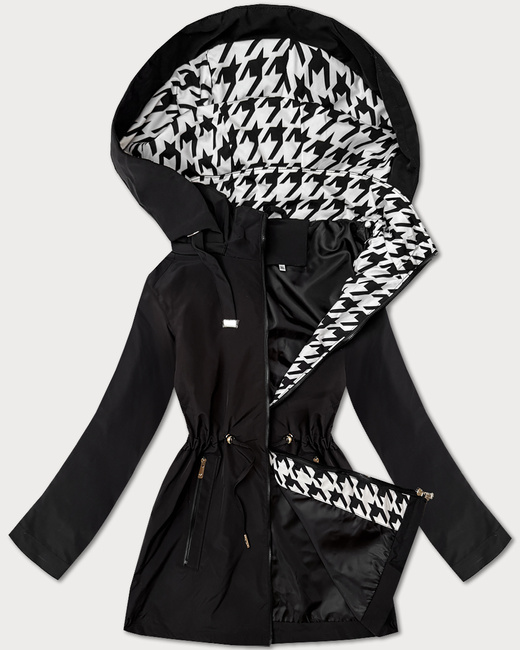 Czarna kurtka ze stójką i odpinanym kapturem