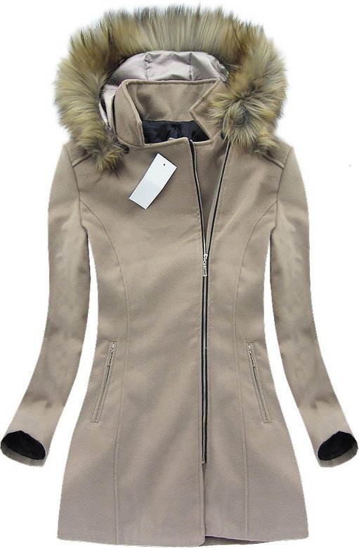 ELEGANT HOODED COAT LIGHT BEIGE (7171)