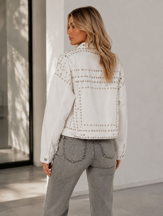 BLACK JEANS JACKET WITH COLLAR AND JEWELRY (L1815)