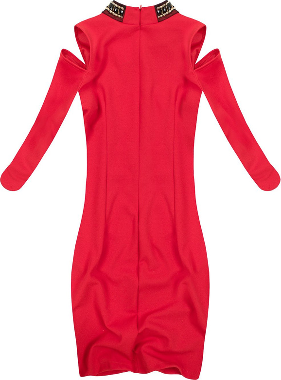 COLD SHOULDER DRESS RED (7440)