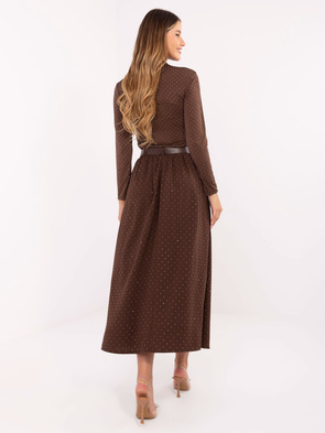 Długa brązowa spódnica z aplikacją