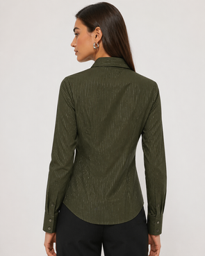 Elegancka khaki bluzka z kołnierzykiem