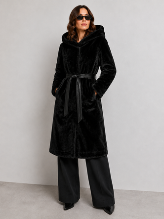 LANGE JACKE MIT HAUBE SCHWARZ (PM7231)