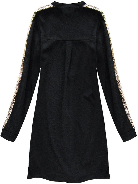 SHIRT DRESS WITH SIDE STRIPES BLACK (146ART)
