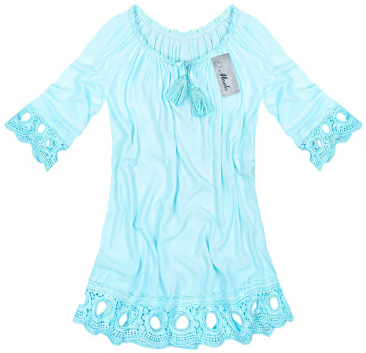 BLUZKA BOHO Z HAFTAMI BŁĘKITNA (2006)