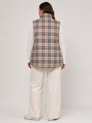 Dwustronna jasnobeżowa kamizelka damska 2w1