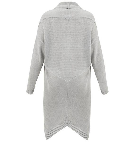 DŁUGI SWETER Z KOŁNIERZEM SZARY JASNY (SW88)