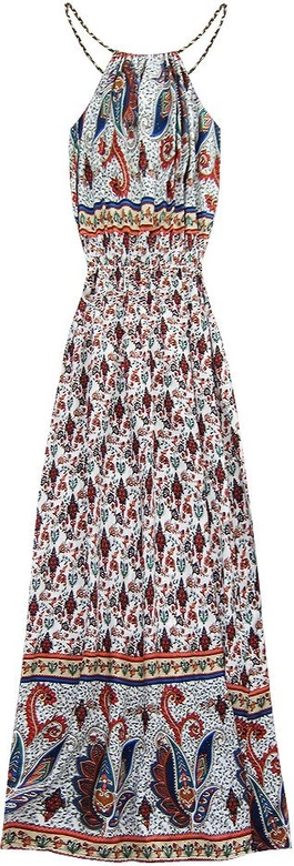 WZORZYSTA SUKIENKA MAXI BIAŁO-POMARAŃCZOWA (2636)