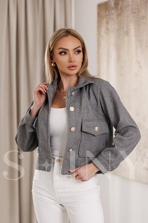 Klasyczna szara kurtka z kołnierzem