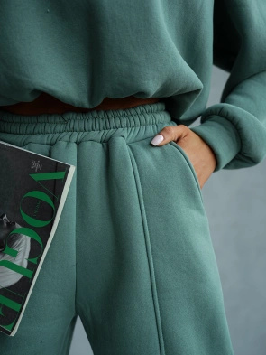 Zielony bawełniany dres damski