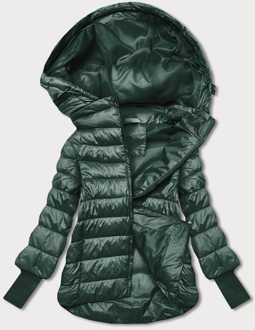 Krótka kurtka zielona z asymetrycznym dołem