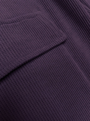 Fioletowy komplet dresowy damski – bluza ze stójką (wafel) + spodnie z kieszeniami