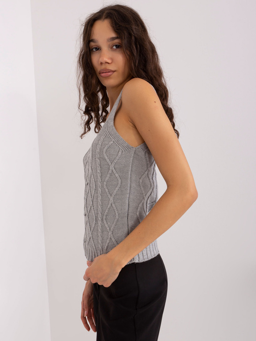Dzianinowy szary komplet dwuczęściowy top i sweter