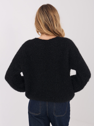 Czarny sweter oversize z domieszką wełny