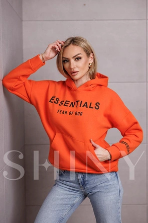 Luźna bluza z kapturem pomarańczowa