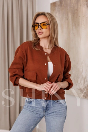 Elegancka brązowa bomberka damska