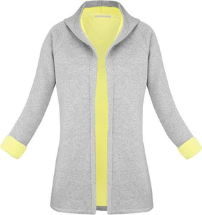 NEOPRENE HOODED BLAZER GREY+YELLOW (8008-1)