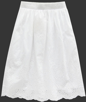 BAWEŁNIANA SPÓDNICA Z HAFTOWANYMI WZORAMI BIAŁA (6181)