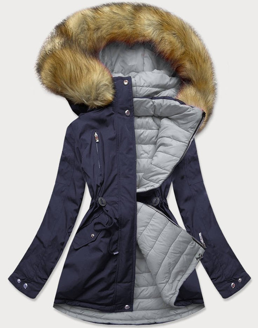 REVERSIBLE HOODED JACKET NAVY BLUE-GREY (W213)