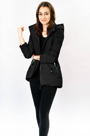 DAMSKA KURTKA ASYMETRYCZNA CZARNA (905)