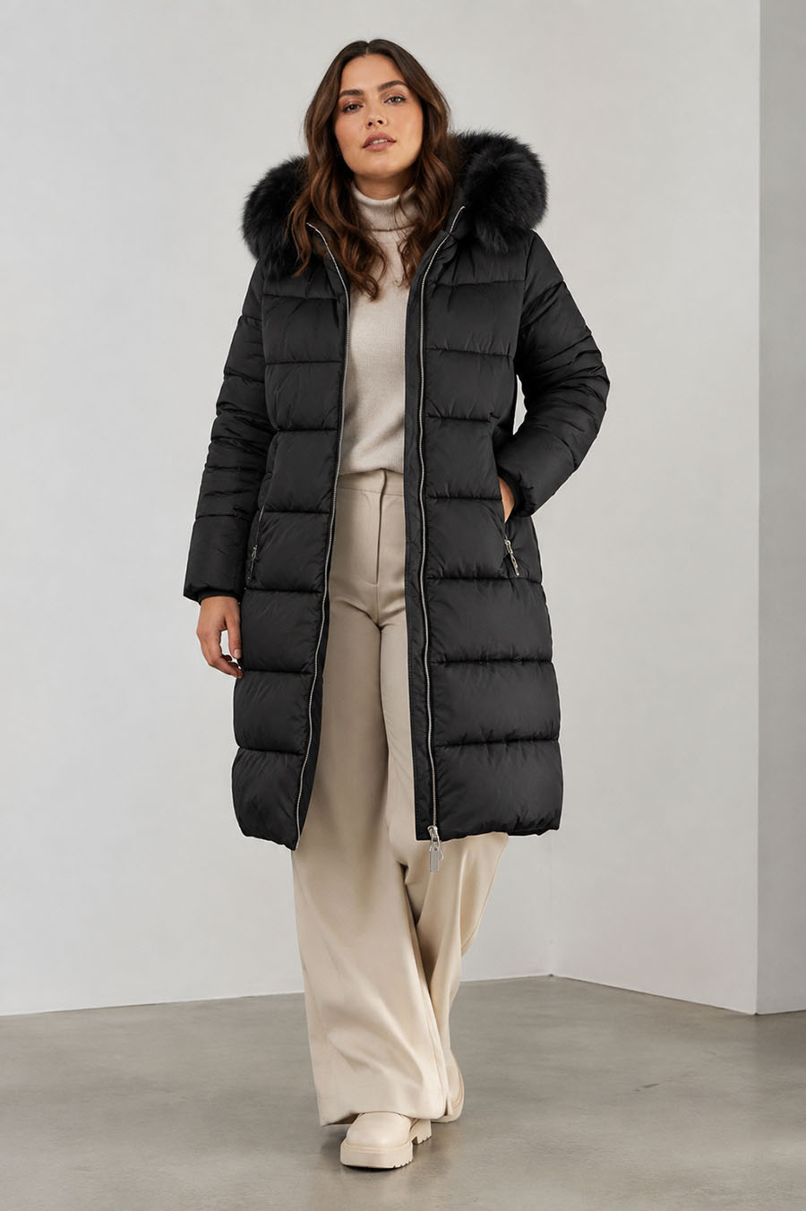 LONG WINTER HOODED JACKET BLACK (7688BIG)