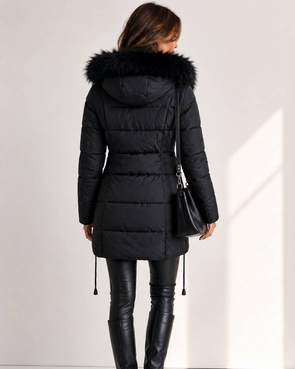 STEPPJACKE MIT KAPUZE SCHWARZ (7690)