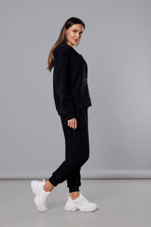 Polarowy komplet dresowy damski w kolorze czarnym