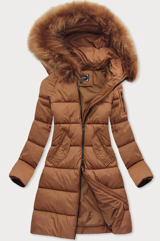 LANGE WINTER JACKE MIT KAPUZE FUCHSROT (7751)