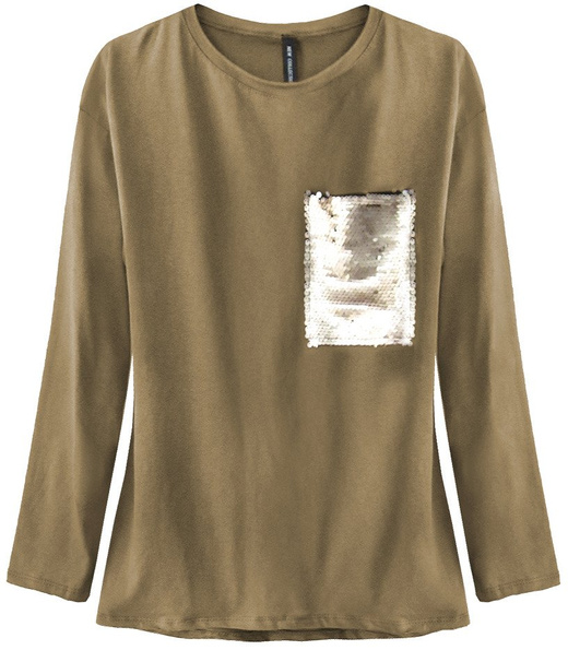 BAUMWOLLE BLUSE MIT TASCHE KARAMELL (194ART)