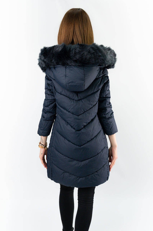 LONG QUILTED JACKET NAVY BLUE (7689)