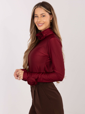 Elegancka bordowa bluzka z golfem