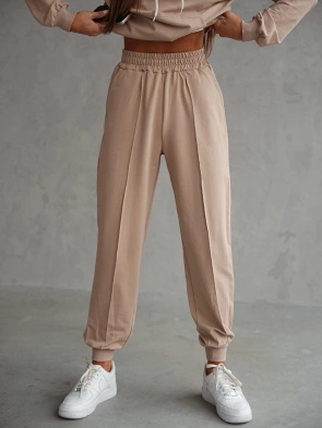 Beżowy bawełniany dres damski