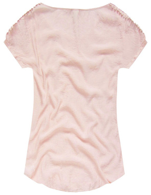 BLUZKA Z AŻUROWYMI RAMIONAMI PUDROWY RÓŻ (ART10)