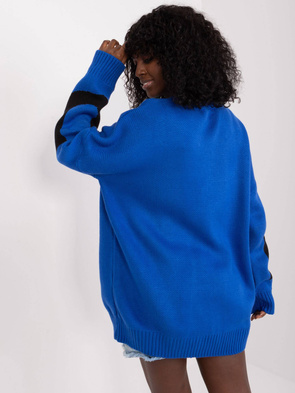 Luźny ciemnoniebieski sweter ze ściągaczami