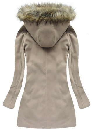ELEGANT HOODED COAT LIGHT BEIGE (7171)