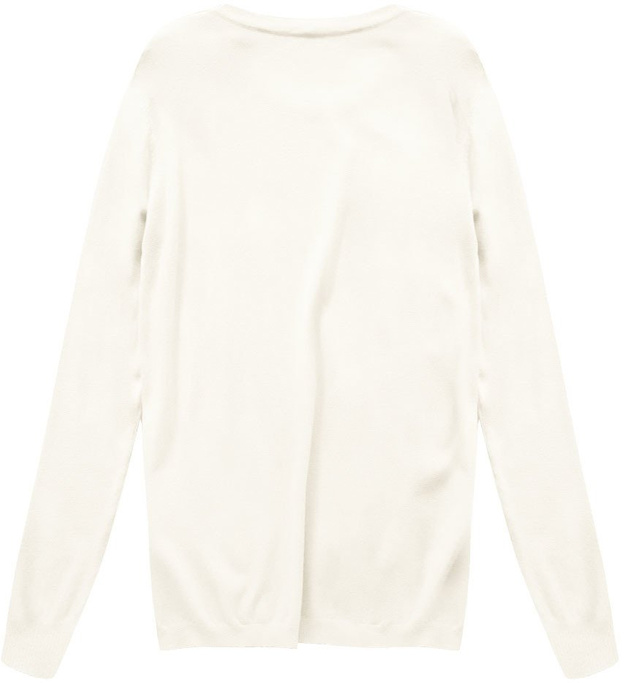 GŁADKI SWETER Z KIESZENIAMI ECRU (P7021)