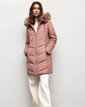 LONG QUILTED JACKET VINTAGE PINK (7689)