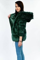 Sztruksowa damska kurtka z kapturem ciemnozielona (7696)