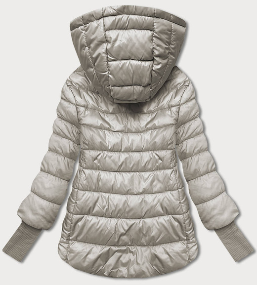 Krótka kurtka beżowa z asymetrycznym dołem